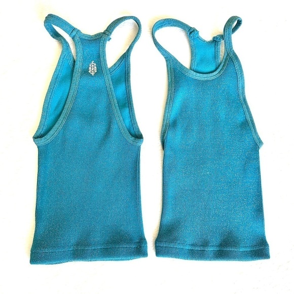 🎈RE-OPENING SALE Free People Happiness Runs Lurex Crop Tank Off Tropic XS/S - Picture 2 of 6